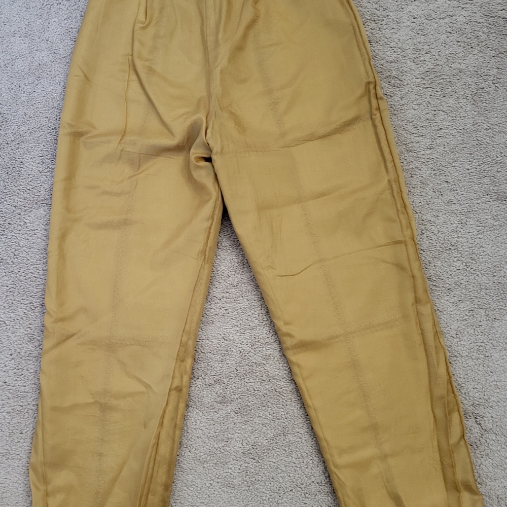 A Two Piece Suede And Crochet Pant Suit View 6